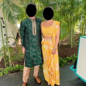 Printed Pre-draped saree set